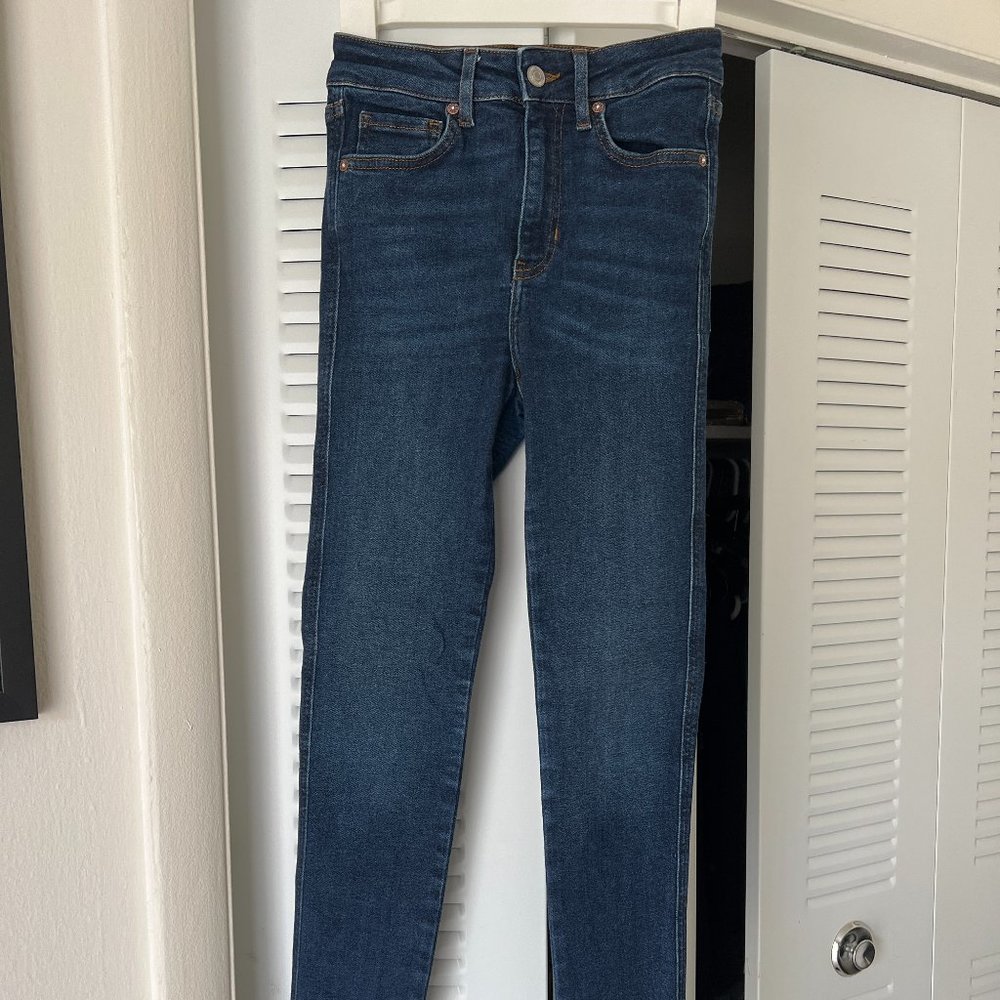 We the Free Raw Hem Dark Wash Skinny Jeans